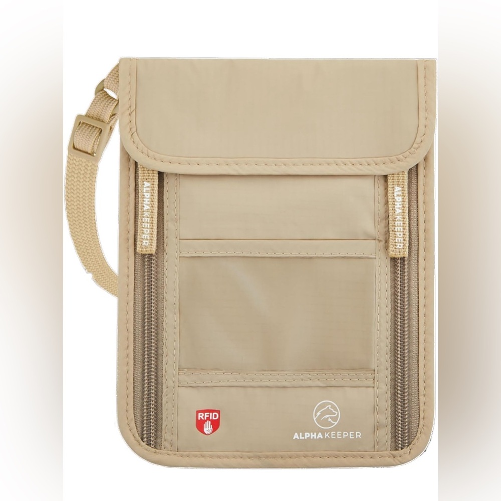 Alpha Keeper Travel Neck Wallet w RFID Blocking Passport Holder Unisex